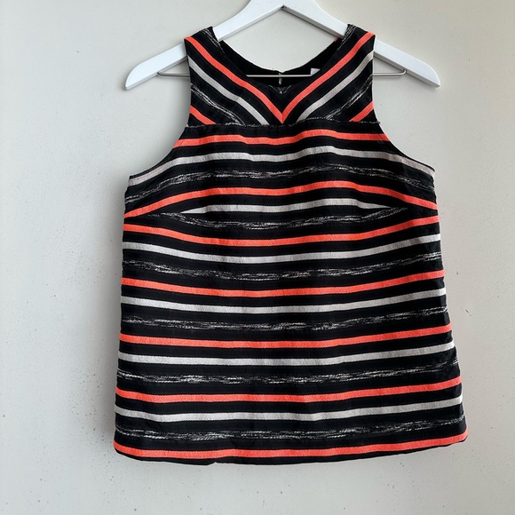 Anthro HD in Paris Black Orange Striped Tank Top - Picture 3 of 7